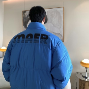 Y09*日系复古纯色字母印花情侣棉衣学院风宽松面包服外套P98控128图片