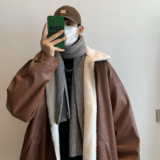 T195*2025冬季韩版宽松男士加厚棉衣翻领毛领皮衣外套P118控158，男装皮衣，星座617A(原A401)