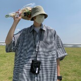 T85*新款格子衬衫短袖夏季韩版宽松休闲外套P48，男装T恤，星座617A(原A401)