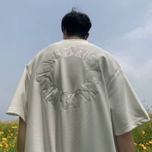 T107*夏季男士华夫格短袖 美式刺绣字母T恤衫P48,男装T恤,星座617A(原A401)