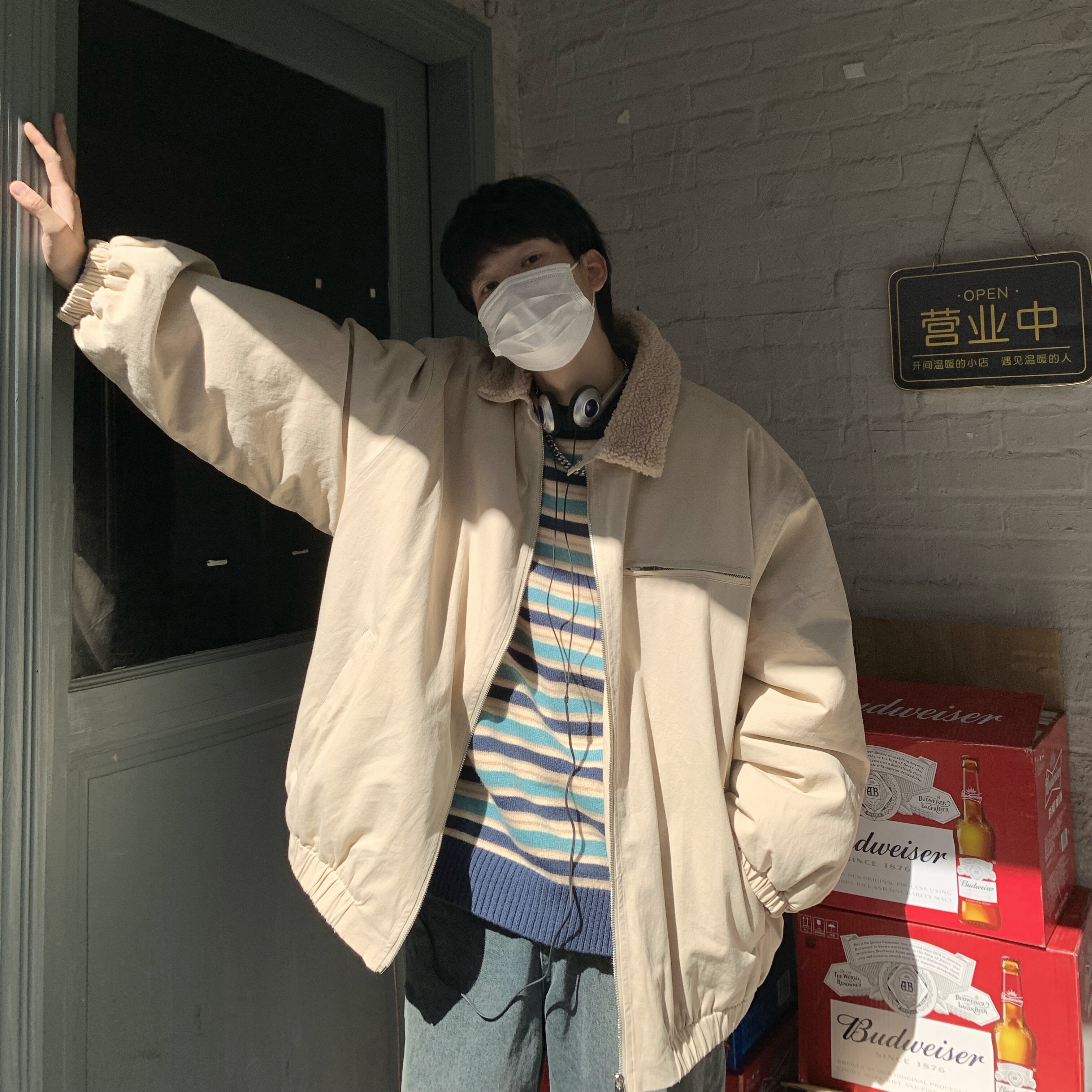 Y02*冬季防羊羔毛领休闲水洗棉质棉衣男士加厚外套P118控148,男装棉衣,星座617A(原A401)