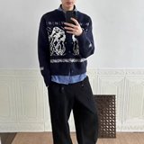 慵懒百搭气质文艺潮流ins流行时尚高品质原版绒毛衣新款原宿P58，男装针织衫/毛衣，星座617A(原A401)