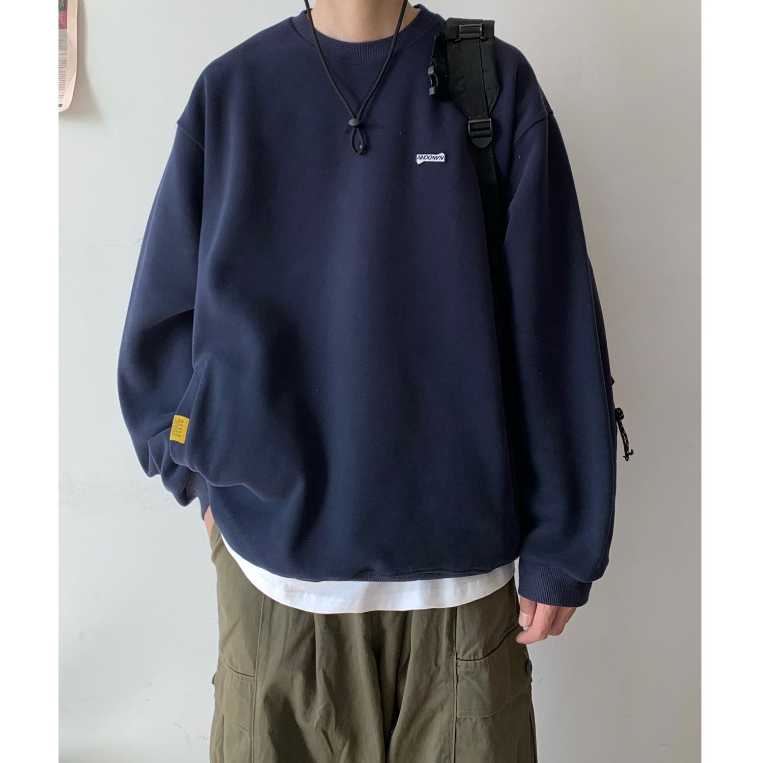 Y30*现货24新款圆领贴标圆领卫衣男美式宽松上衣P58,男装卫衣,星座617A(原A401)