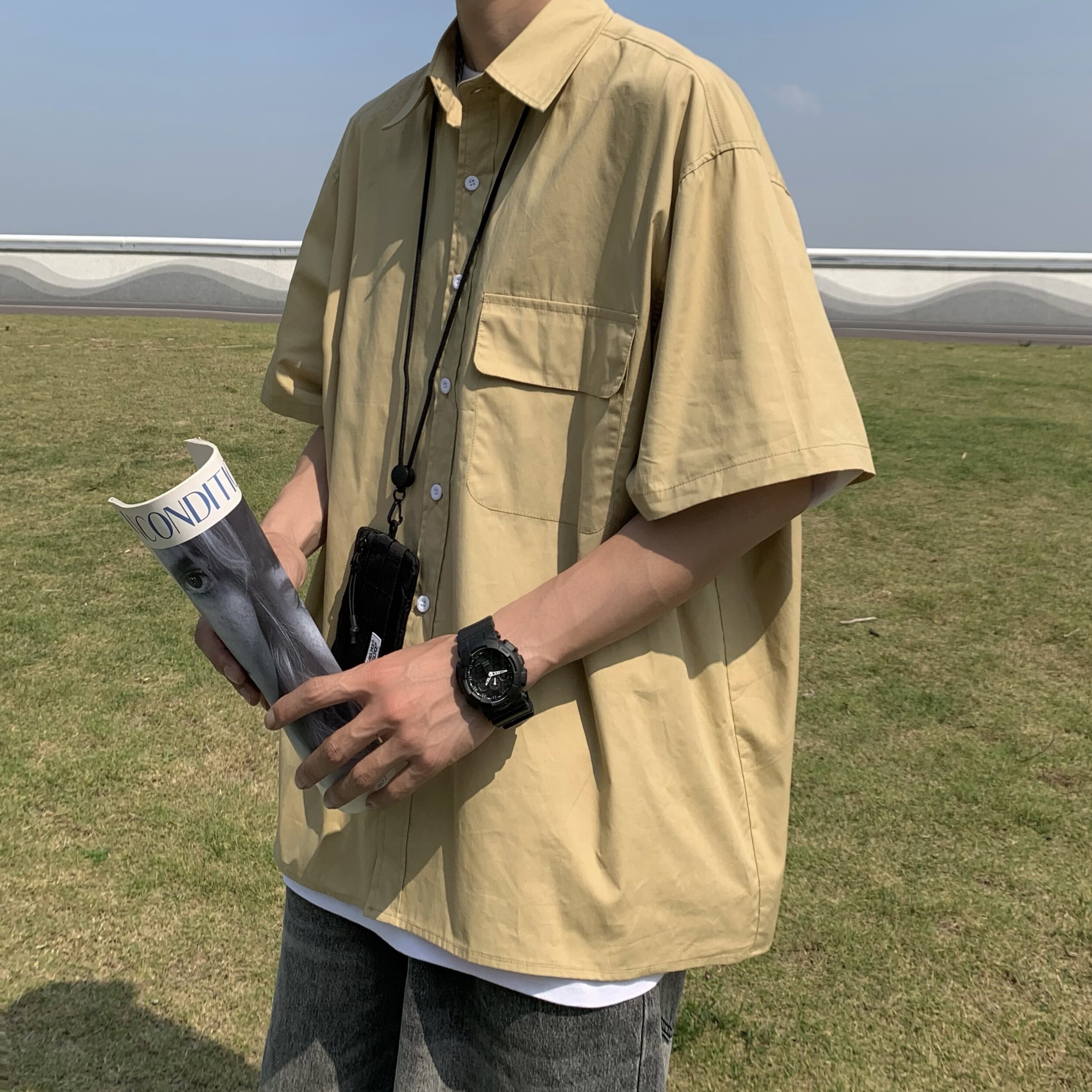T76*24夏季美式复古短袖衬衫夏季工装休闲服P58,男装T恤,星座617A(原A401)