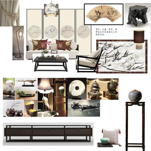 895美式+新中式2套 楼盘样板房 软装设计方案  可编辑PPT模板素材