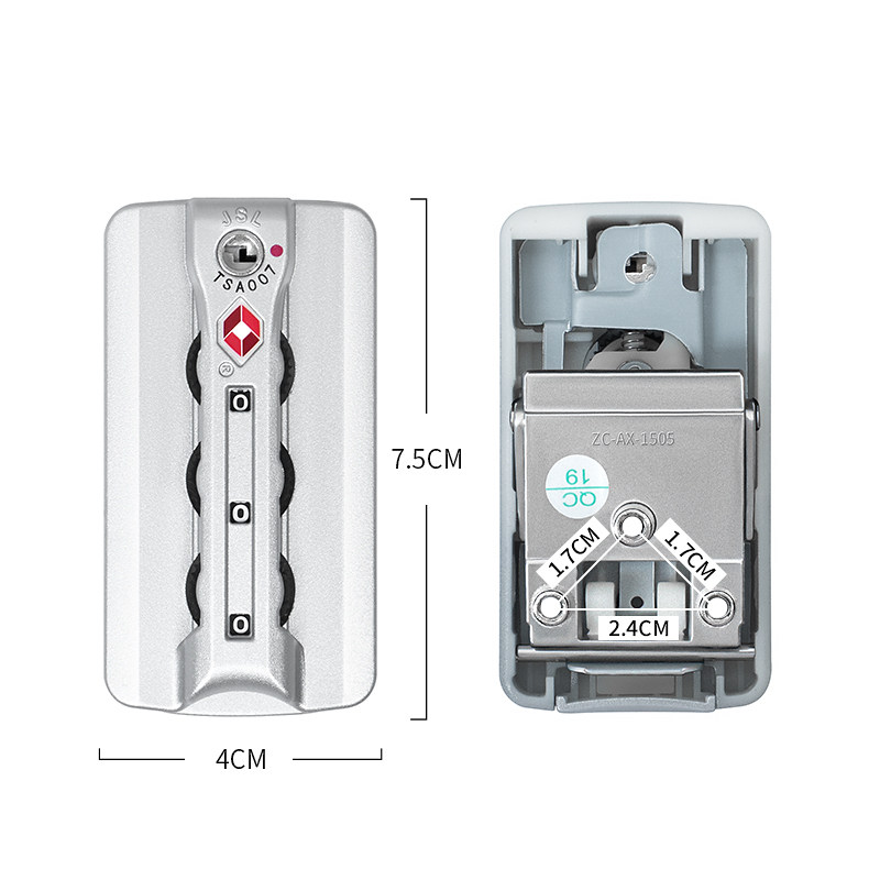 S097#ZCLTSA007海关密码锁拉杆箱行李箱锁扣锁ZC-AX-1505铝框箱锁