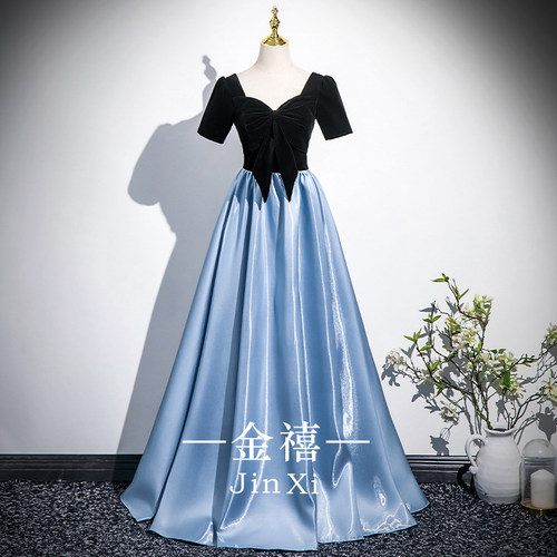 蓝色晚礼服高级感合唱毕业主持人