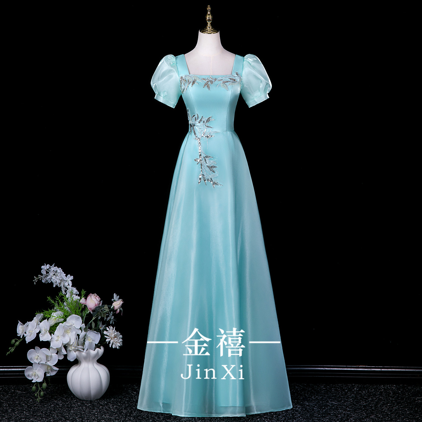 成人礼服钢琴声乐独唱艺考主持裙图片