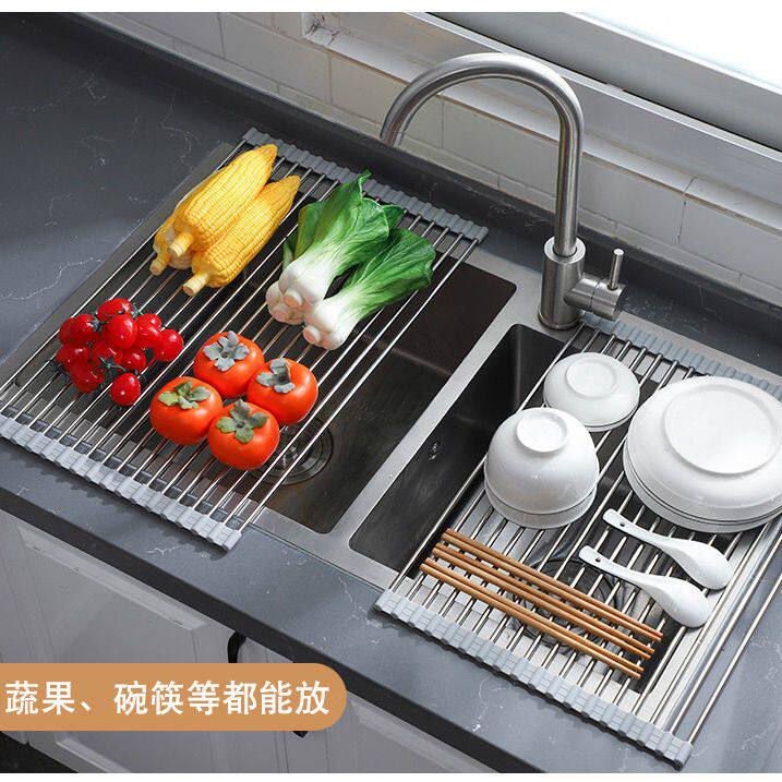 定制沥水架不锈钢可折叠洗碗水池架子放筷碟收纳篮厨房水槽置物架
