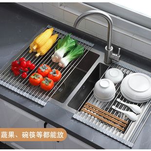 定制沥水架不锈钢可折叠洗碗水池架子放筷碟收纳篮厨房水槽置物架