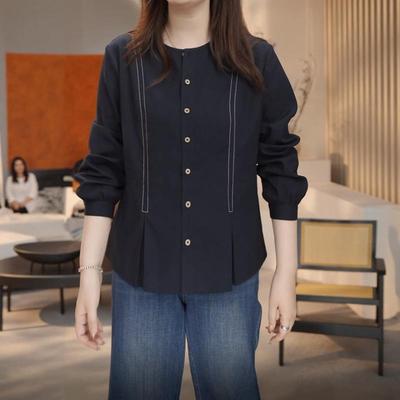 普宁长袖衬衫女2025新款爆款大码胖mm高级感轻奢减龄洋气宽松上衣