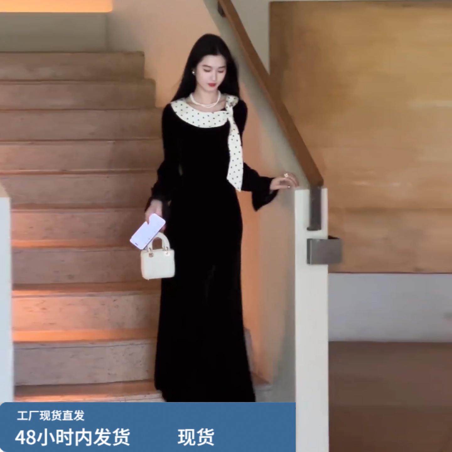 2025新款高级感赫本风黑色长袖连衣裙子女秋冬季穿搭气质内搭长裙,运动/瑜伽/健身/球迷用品,瑜伽短裙,淘宝优惠券,粉丝福利购,淘宝优惠卷