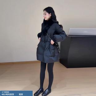 欧货中长款娃娃款羽绒服女2025冬新款版型好看小个子保暖裙摆外套