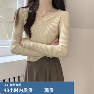 今年流行漂亮早秋打底衫低领短款内搭洋气小衫针织紧身长袖毛衣女