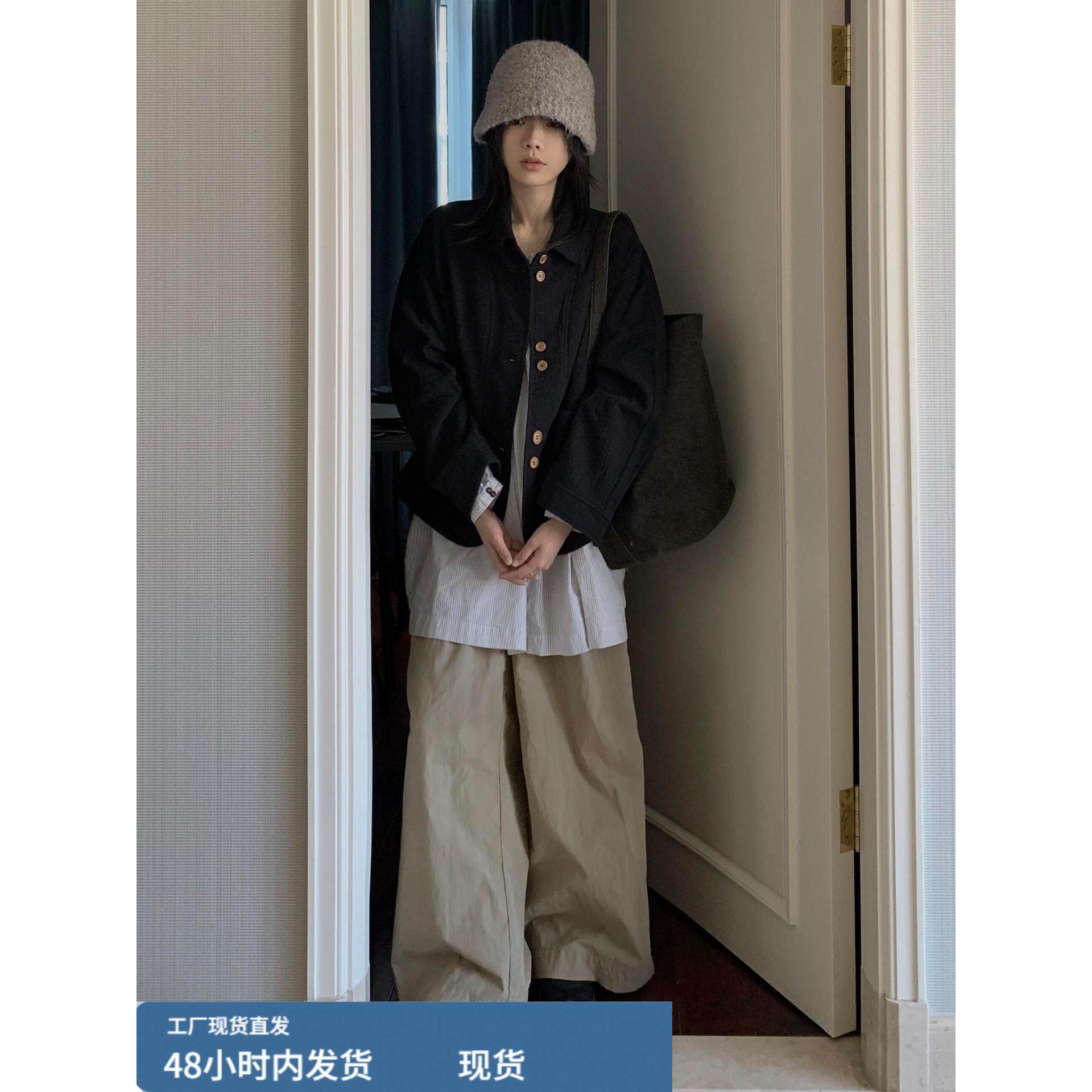 韩系早秋覆古黑色夹克外套女2025春秋季新款薄款休闲工装翻领上衣,运动/瑜伽/健身/球迷用品,广场舞套装,淘宝优惠券,粉丝福利购,淘宝优惠卷