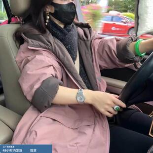 高级感双面穿连帽棉服女款冬季派克服休闲宽松中长款棉衣夹棉外套