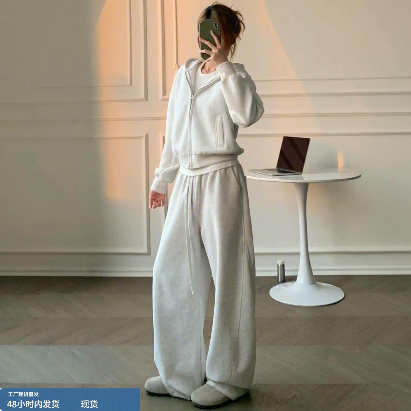 高级感运动套装女春秋冬学生宽松韩版时尚卫衣加厚纯棉休闲两件套