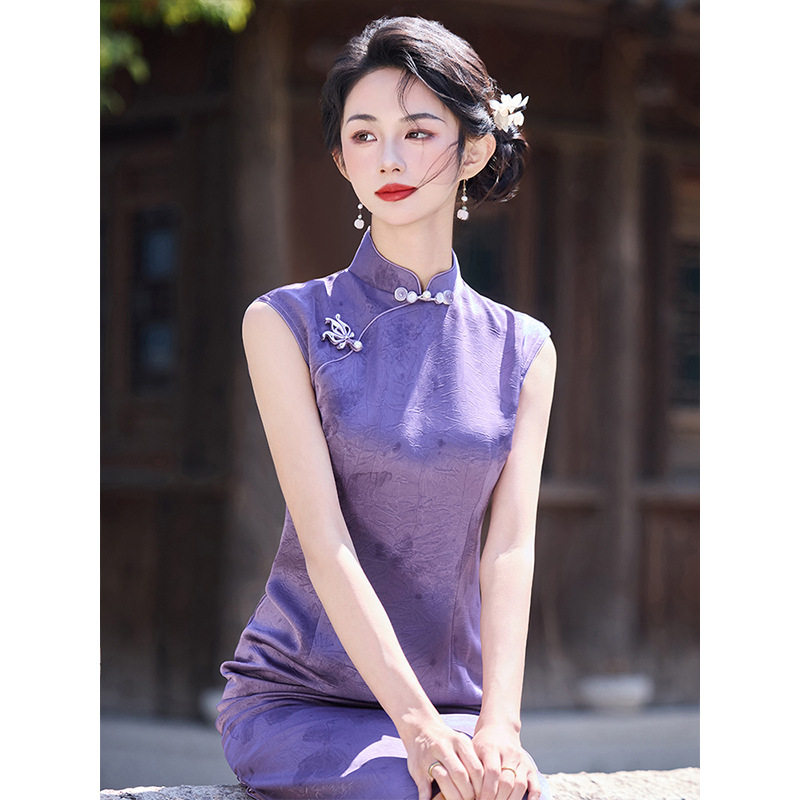 超漂亮绝美紫色裙子女网红