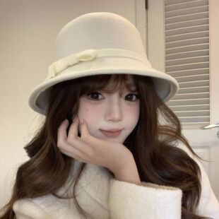 色戒汤唯同款女帽大脸盘秋冬黑纱盆帽晚礼帽子女 名媛王璇网红款