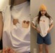 猫咪印花纯棉圆领短袖 晚睡 胖橘面包又来啦可爱夏季 T恤女百搭简约