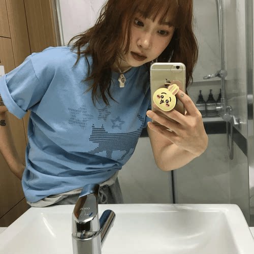 加厚小众纯棉女可爱短袖ins