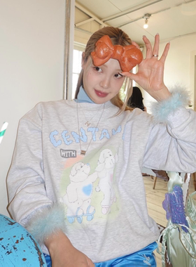 ODD RDCHS少女熊熊姐妹花灰色百搭圆领可爱青春卫衣百搭韩系ins新