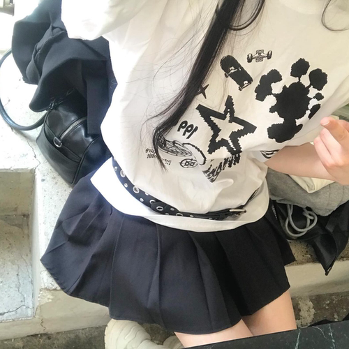 加厚百搭纯棉女小众短袖印花