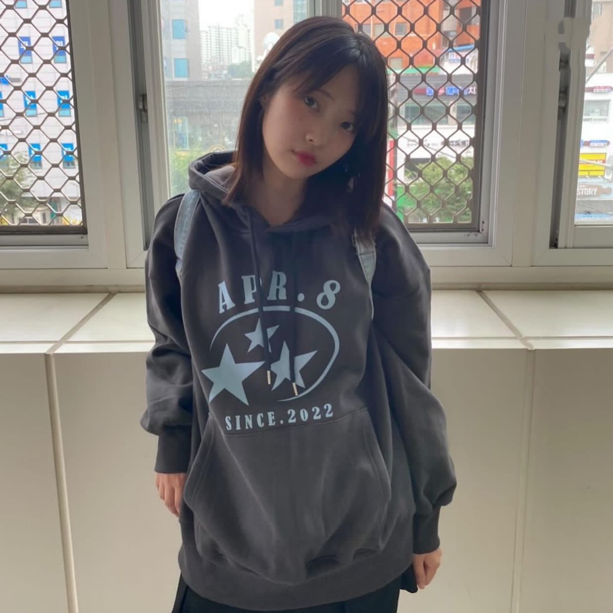 卫衣也爱五角星两色连帽小众卫衣