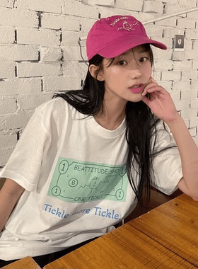 ODD/绿色薄荷曼夏季清冷纯棉短袖圆领百搭初恋宽松上衣女印花ins