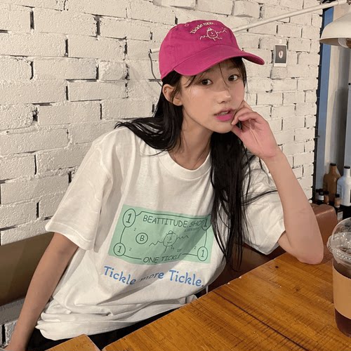 短袖小众加厚印花纯棉女