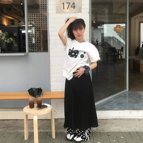 水果骰子印花圆领T恤纯棉短袖