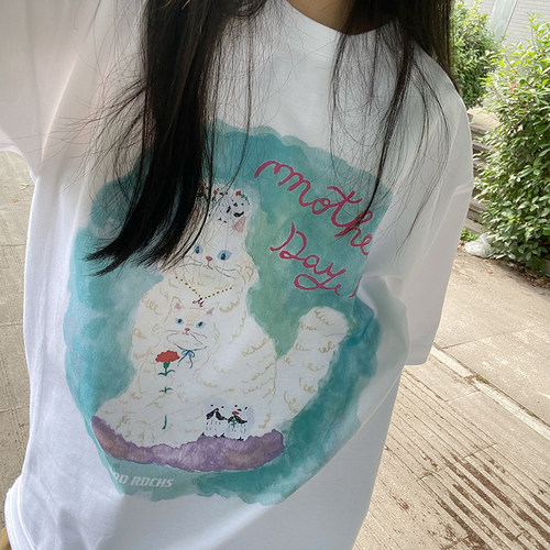 短袖原创自制常规印花纯棉女特惠