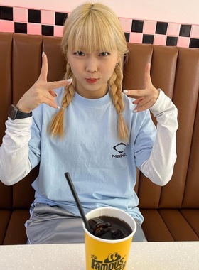 晚睡/ODDRDCHS小众品牌淡蓝色夏季简约情侣短袖纯棉印花T恤女夏新