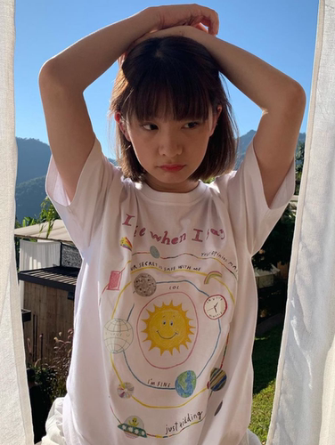 短袖ins青春适中韩国印花纯棉女