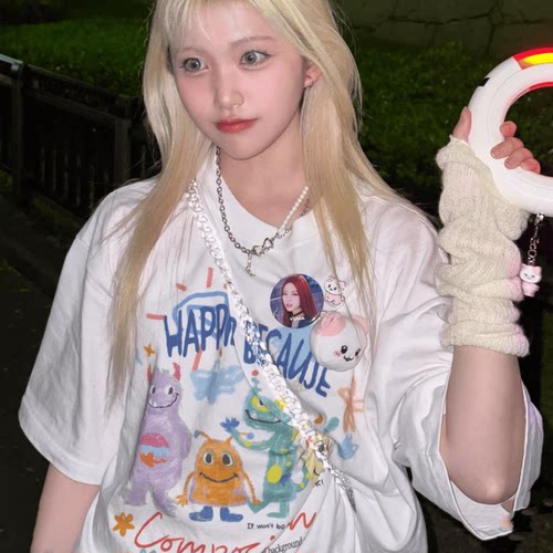 加厚卡通纯棉女可爱短袖印花