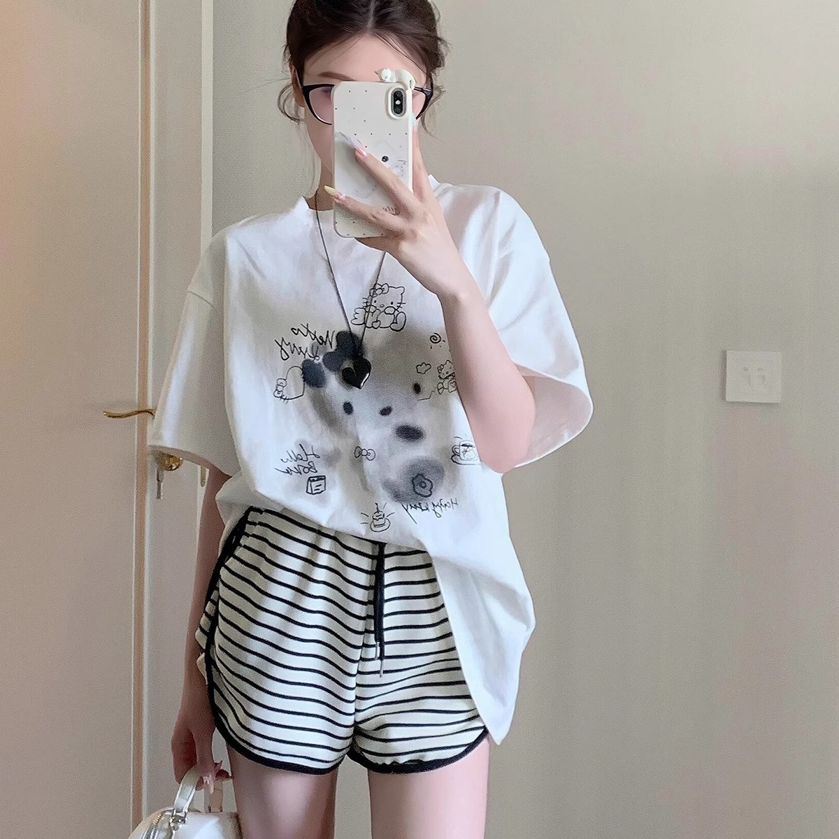 ODD/晕染Kitty猫夏季透气T恤短袖