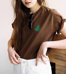 显白T前后印花情侣休闲宽松简约设计短袖 女 两色奶咖夏日经典 晚睡