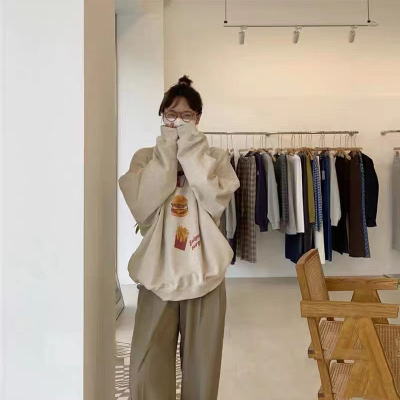 宽松棉可乐汉堡薯条秋冬毛圈卫衣