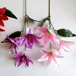 仿真百合花室内装饰花插花摆件婚庆路引花吊顶花材舞蹈道具花