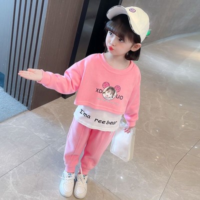 女童春秋装2021新款网红套装1-6岁儿童韩版时髦洋气女宝宝两件套