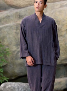 慈缘棉麻布衣禅修打坐居士服唐装原创舒适亚麻套头宽松上衣60577