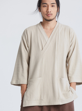 慈缘原创中国风男士套头上衣 宽松柔软民族服装 禅修居士服60866