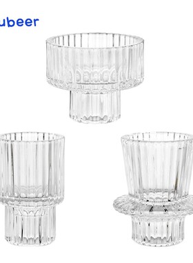 玻璃烛台小摆件蜡烛底座条纹透明