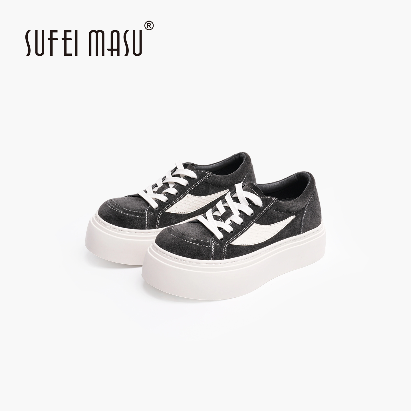 SUFEIMASU/苏菲玛素秋款真皮圆头舒适增高休闲板鞋SF52-202515