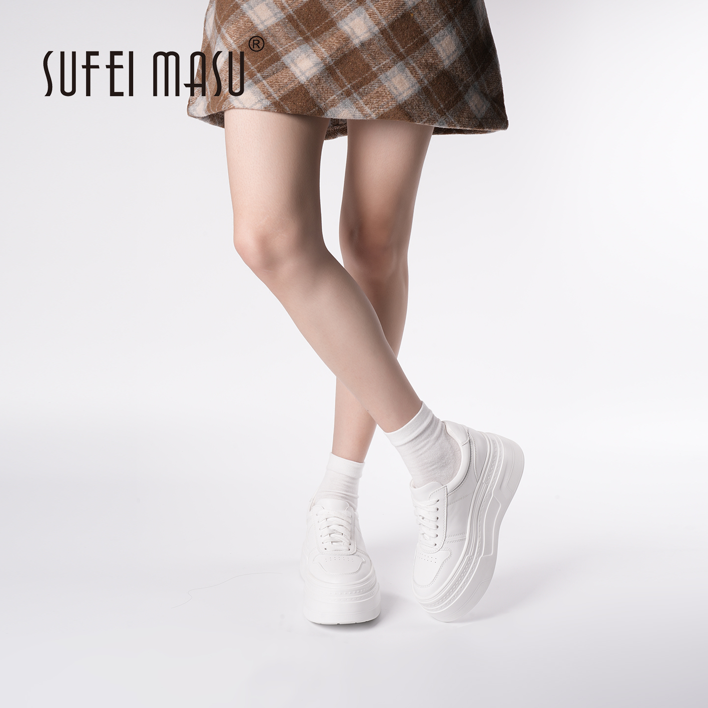 SUFEIMASU/苏菲玛素简约真皮圆头增高舒适时尚休闲鞋SF52-6530