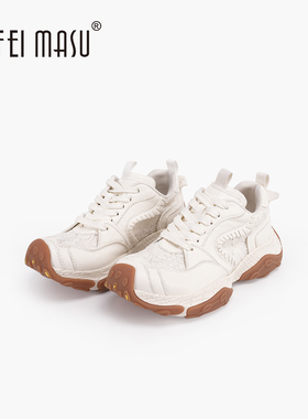 SUFEIMASU/苏菲玛素春季厚底增高滚边复古蕾丝老爹鞋SF62C-N28