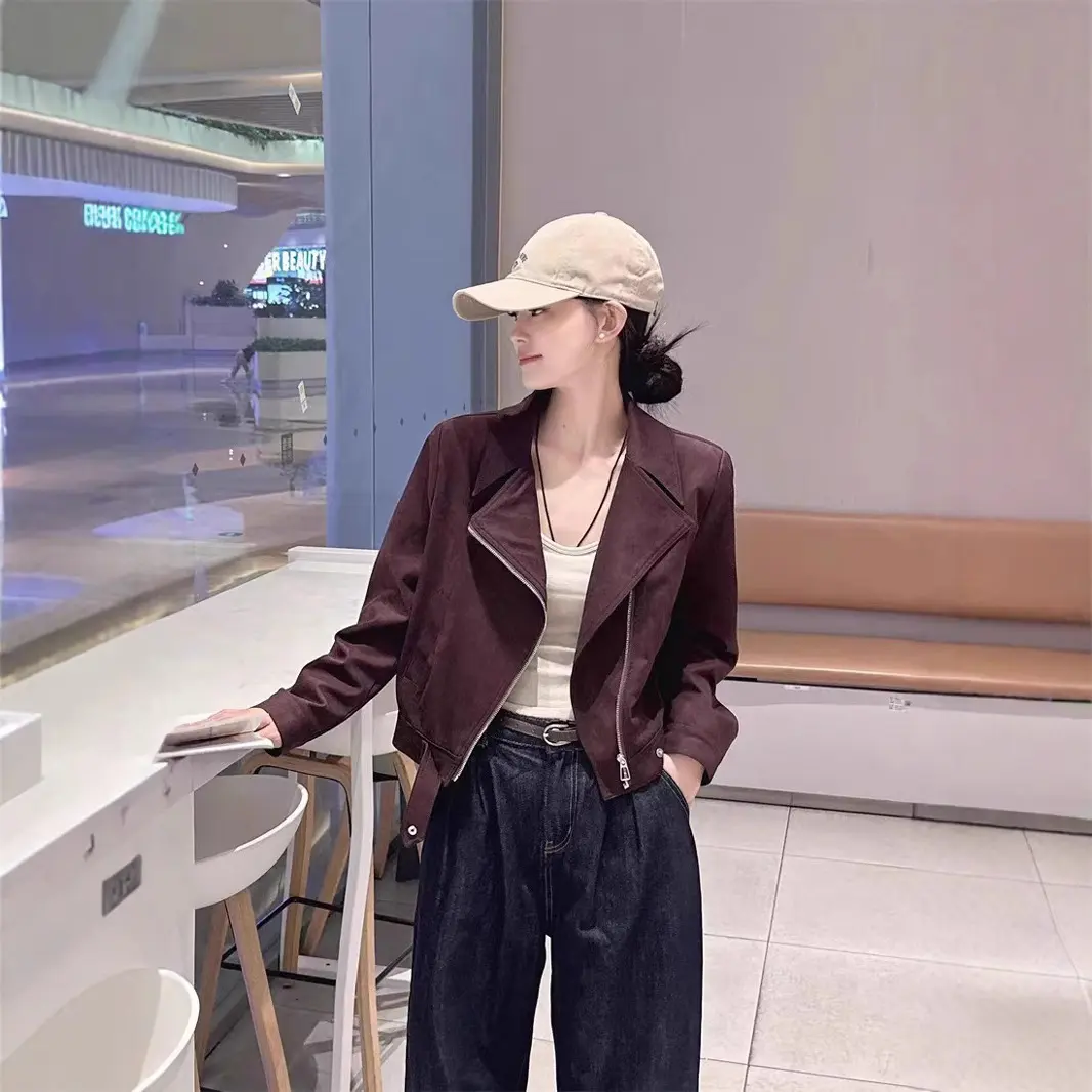 2025春秋款外套女开衫短款麂皮绒韩版学院风外套时尚长袖洋气外套