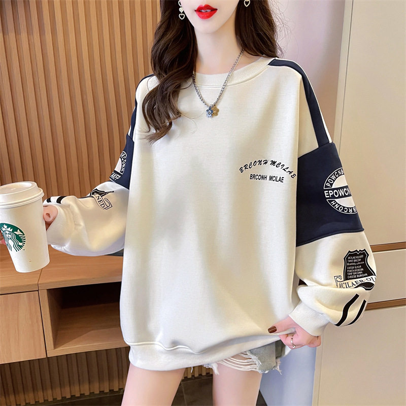 卫衣少女春秋2025新款初中高中学生宽松休闲长袖T恤圆领无帽上衣