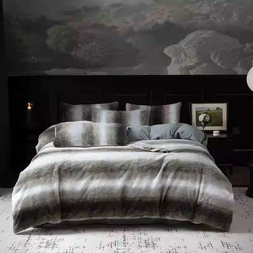 费斯巴赫高端A类兔毛绒四件套牛奶绒冬季被套加厚吉荣床单保暖床