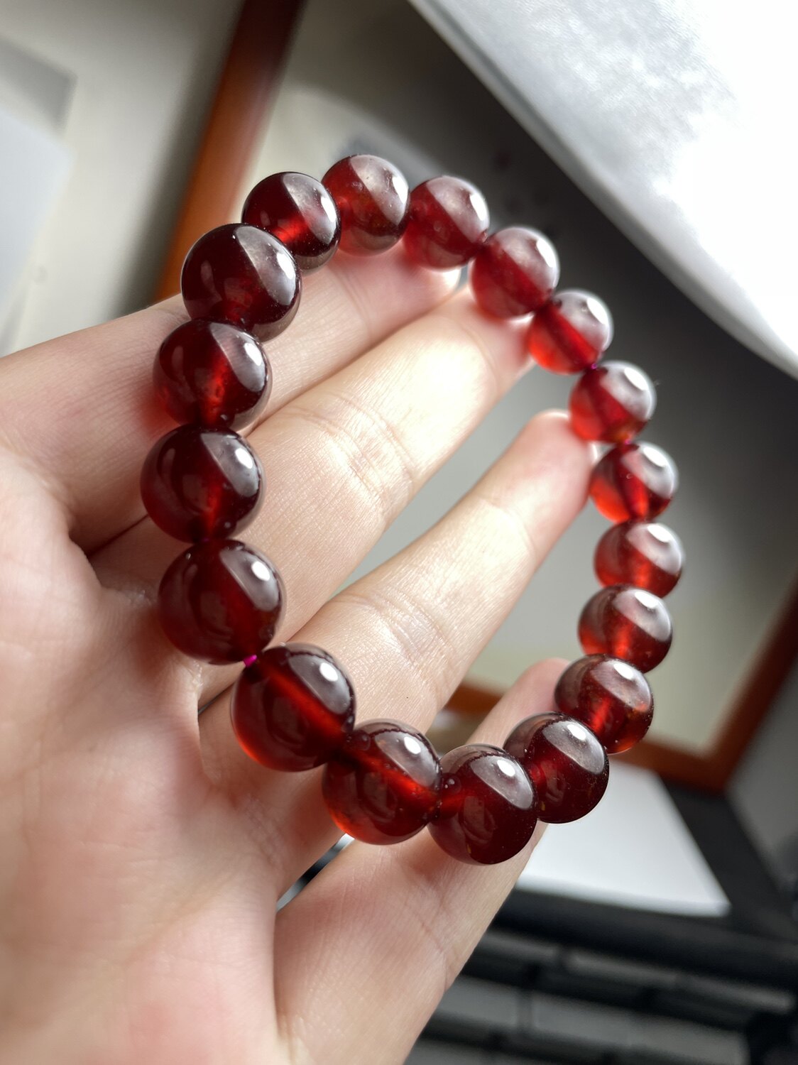 保真天然冰种级芬达橙红石榴石橙石榴石手链饰品圆珠手串女礼物12